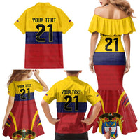 Colombia Football Custom Family Matching Mermaid Dress and Hawaiian Shirt Come On Los Cafeteros Flag Style