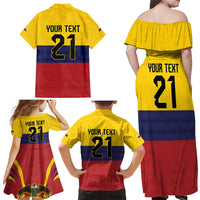 Colombia Football Custom Family Matching Off Shoulder Maxi Dress and Hawaiian Shirt Come On Los Cafeteros Flag Style