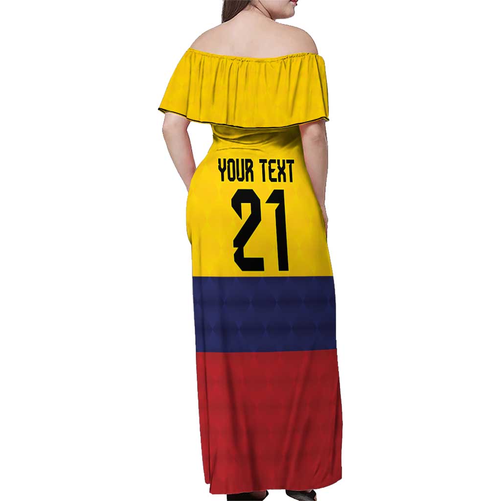 Colombia Football Custom Family Matching Off Shoulder Maxi Dress and Hawaiian Shirt Come On Los Cafeteros Flag Style