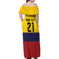 Colombia Football Custom Family Matching Off Shoulder Maxi Dress and Hawaiian Shirt Come On Los Cafeteros Flag Style