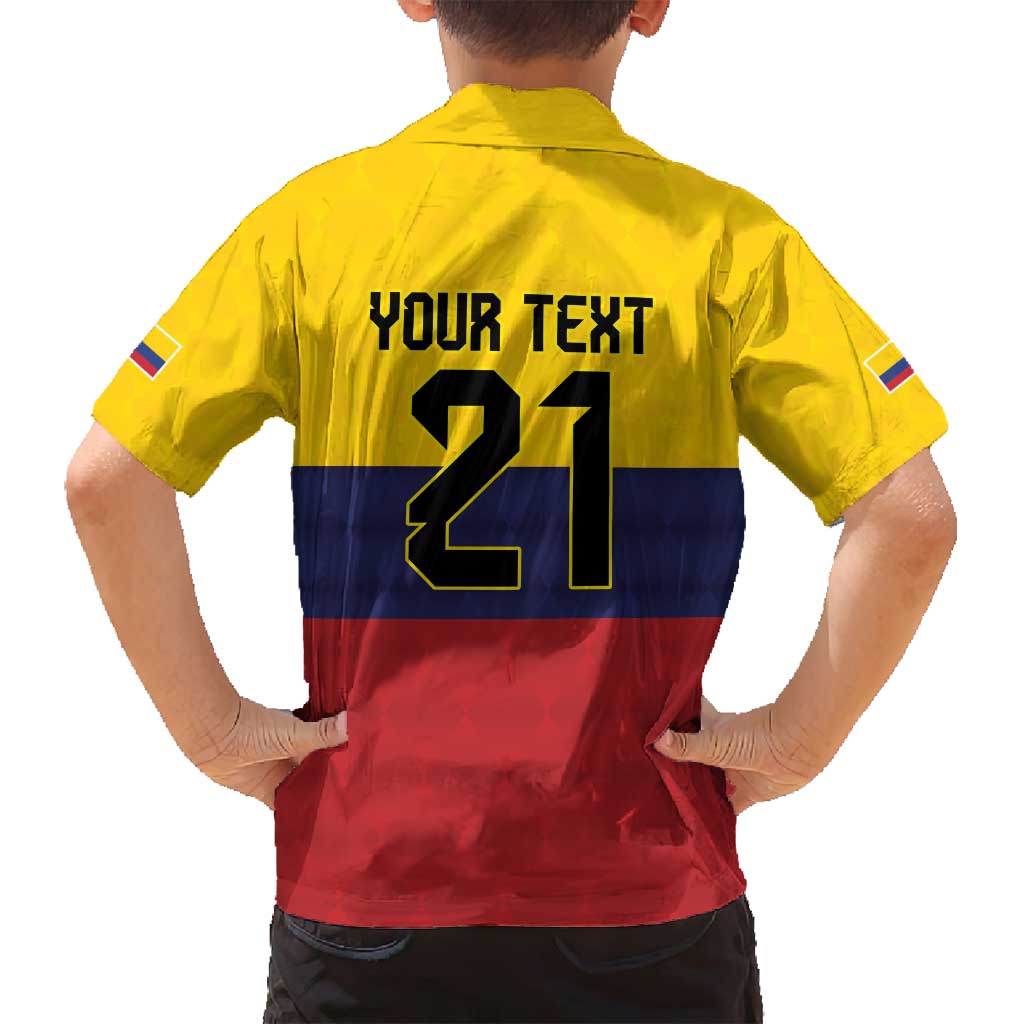 Colombia Football Custom Family Matching Off Shoulder Short Dress and Hawaiian Shirt Come On Los Cafeteros Flag Style