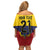Colombia Football Custom Family Matching Off Shoulder Short Dress and Hawaiian Shirt Come On Los Cafeteros Flag Style