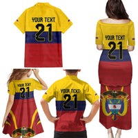 Colombia Football Custom Family Matching Puletasi and Hawaiian Shirt Come On Los Cafeteros Flag Style