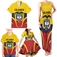 Colombia Football Custom Family Matching Tank Maxi Dress and Hawaiian Shirt Come On Los Cafeteros Flag Style