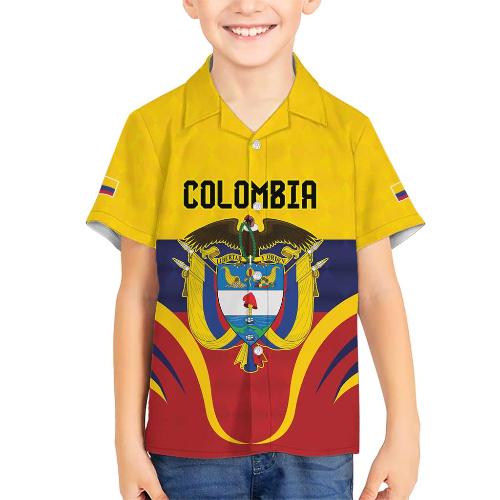 Colombia Football Custom Kid Hawaiian Shirt Come On Los Cafeteros Flag Style