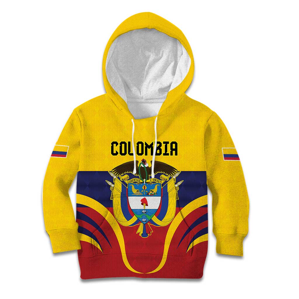 Colombia Football Custom Kid Hoodie Come On Los Cafeteros Flag Style