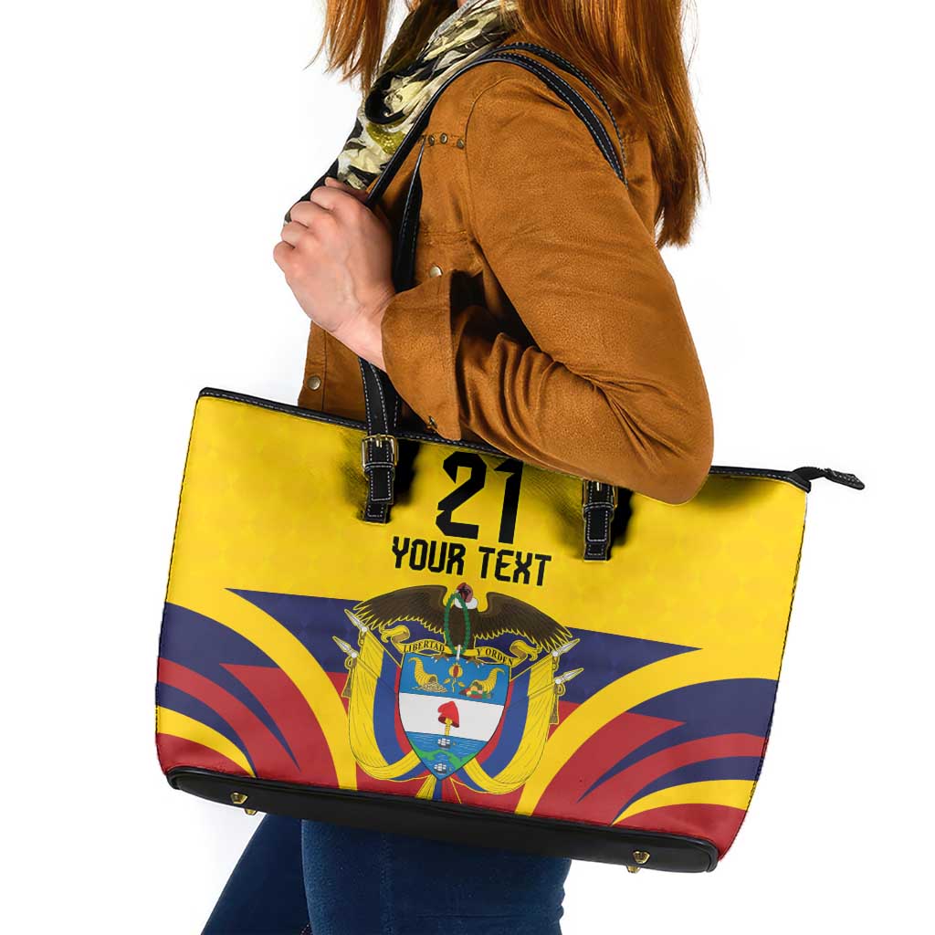 Colombia Football Custom Leather Tote Bag Come On Los Cafeteros Flag Style