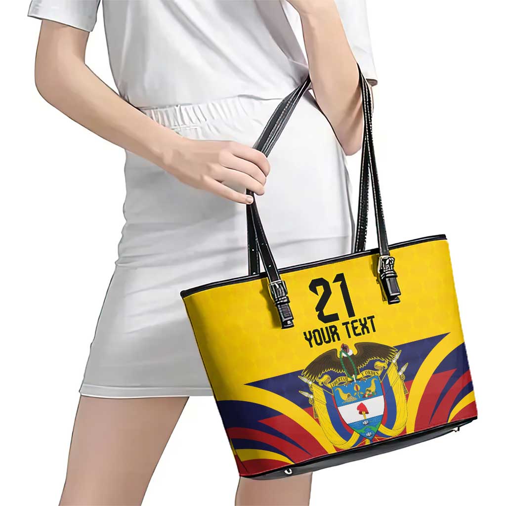 Colombia Football Custom Leather Tote Bag Come On Los Cafeteros Flag Style