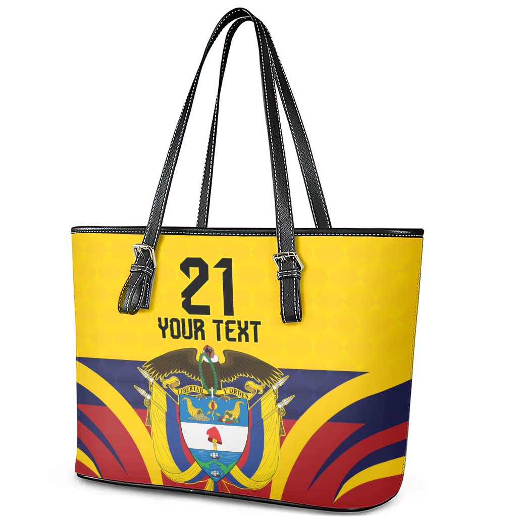 Colombia Football Custom Leather Tote Bag Come On Los Cafeteros Flag Style