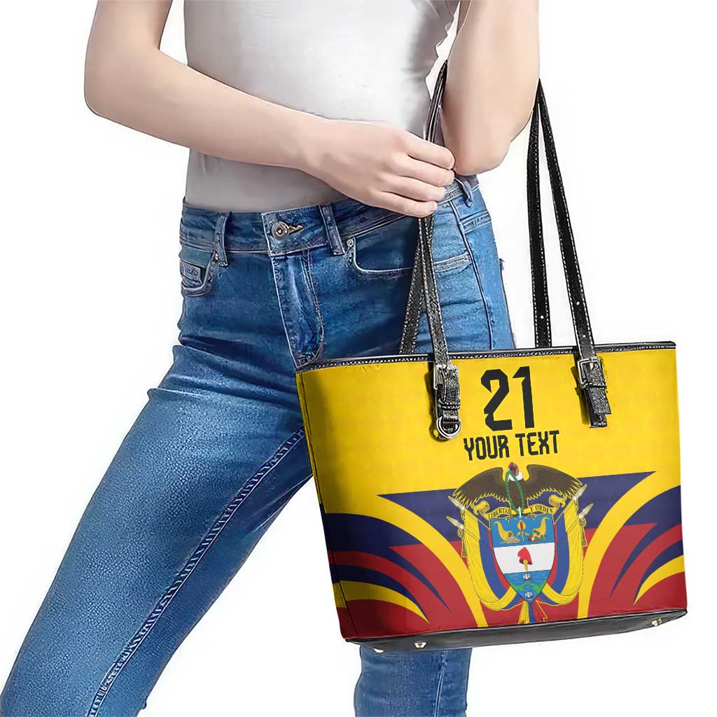 Colombia Football Custom Leather Tote Bag Come On Los Cafeteros Flag Style