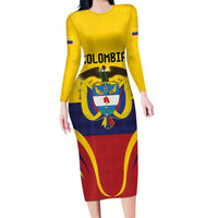 Colombia Football Custom Long Sleeve Bodycon Dress Come On Los Cafeteros Flag Style