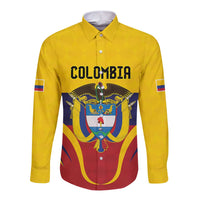 Colombia Football Custom Long Sleeve Button Shirt Come On Los Cafeteros Flag Style
