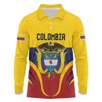 Colombia Football Custom Long Sleeve Polo Shirt Come On Los Cafeteros Flag Style
