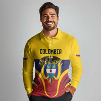 Colombia Football Custom Long Sleeve Polo Shirt Come On Los Cafeteros Flag Style