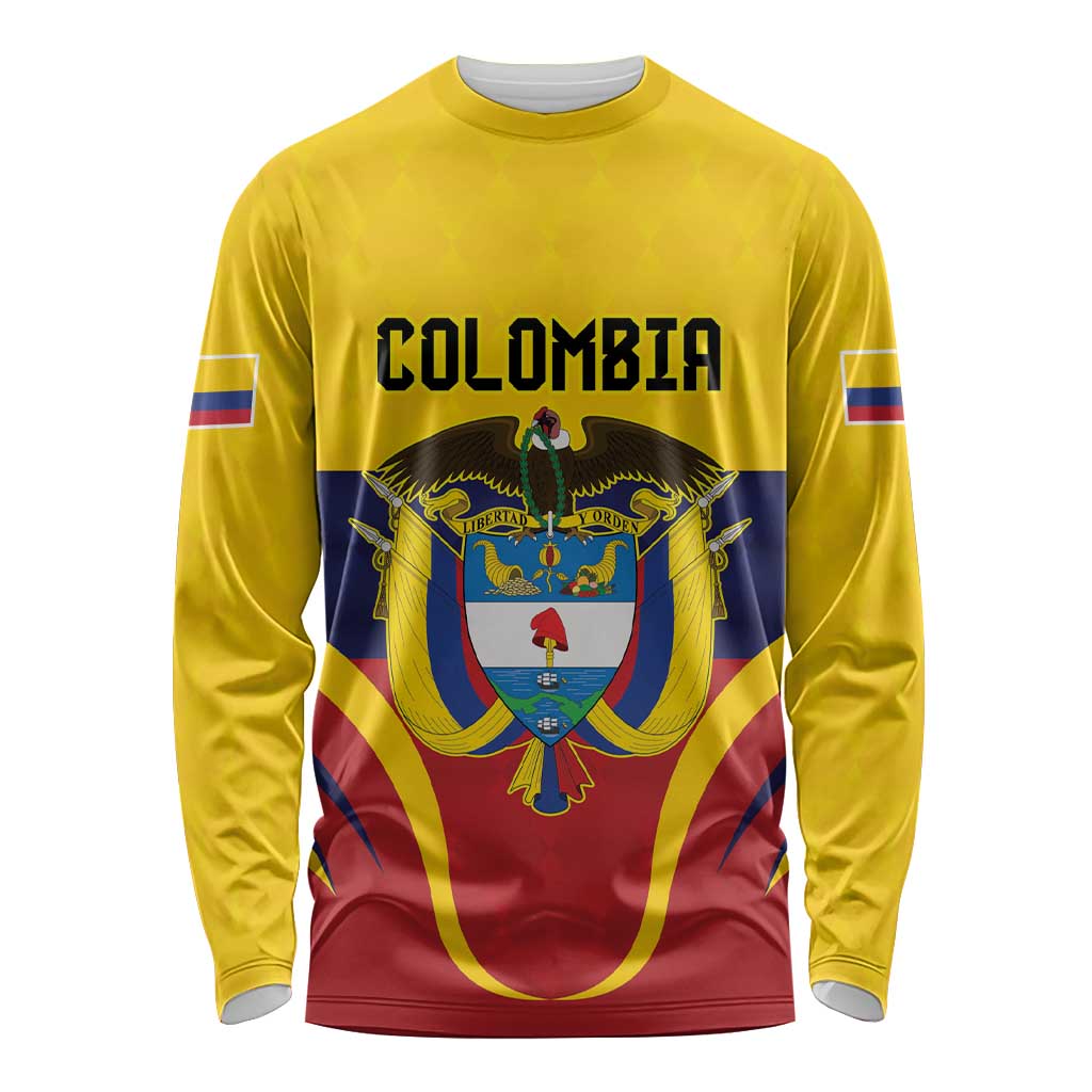 Colombia Football Custom Long Sleeve Shirt Come On Los Cafeteros Flag Style