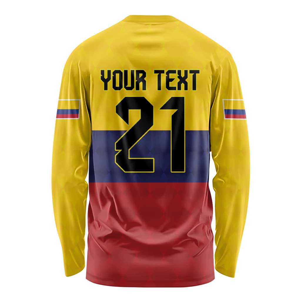 Colombia Football Custom Long Sleeve Shirt Come On Los Cafeteros Flag Style