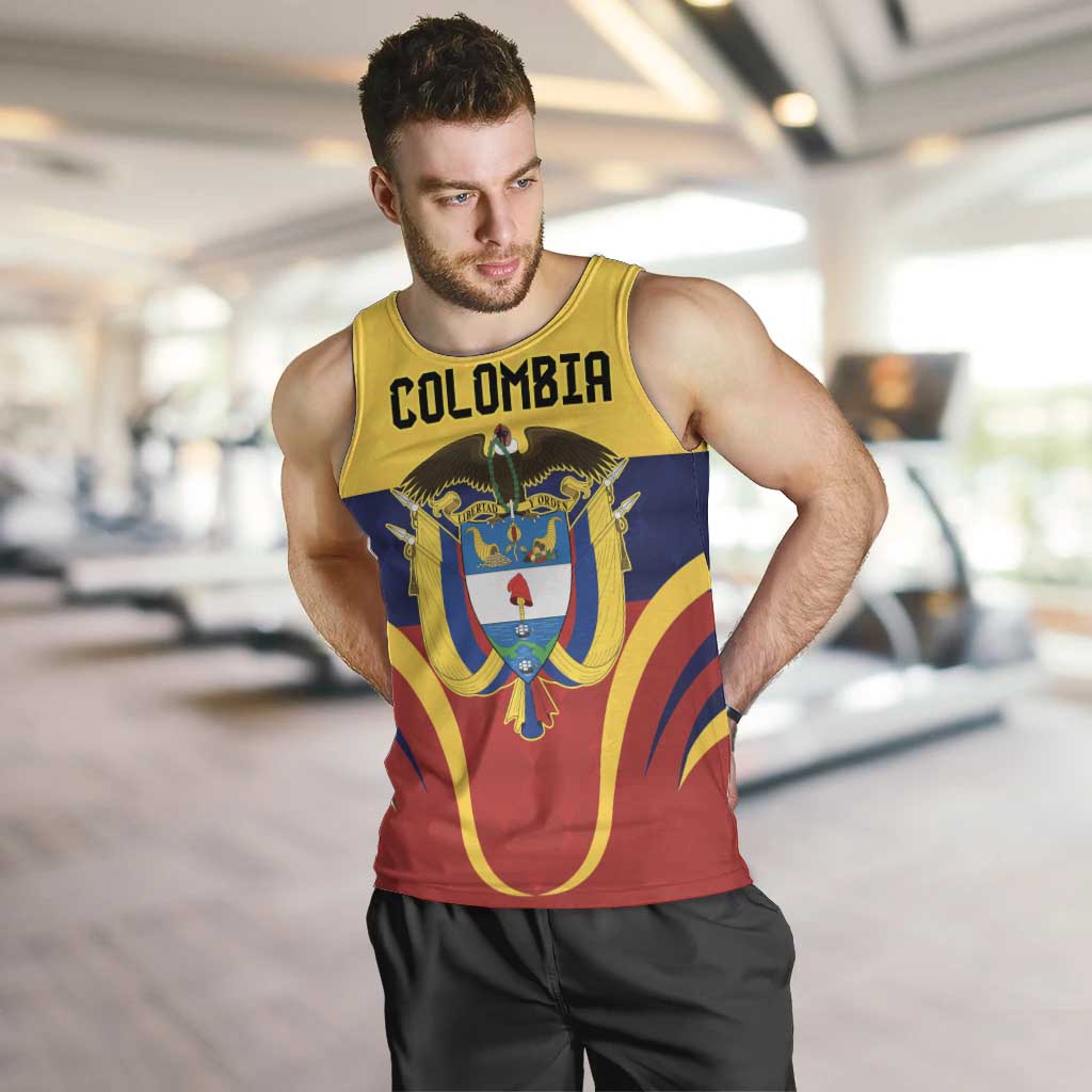 Colombia Football Custom Men Tank Top Come On Los Cafeteros Flag Style