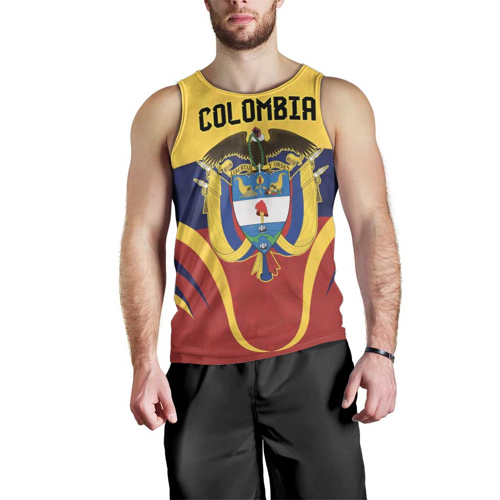 Colombia Football Custom Men Tank Top Come On Los Cafeteros Flag Style