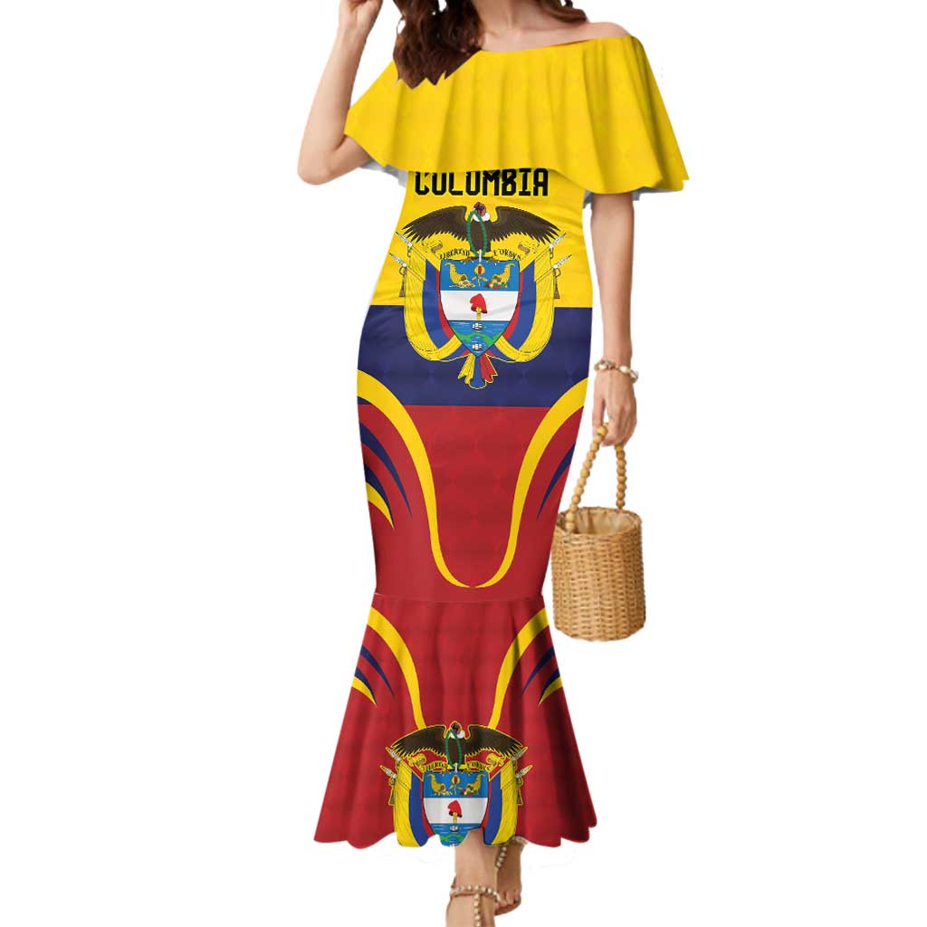 Colombia Football Custom Mermaid Dress Come On Los Cafeteros Flag Style