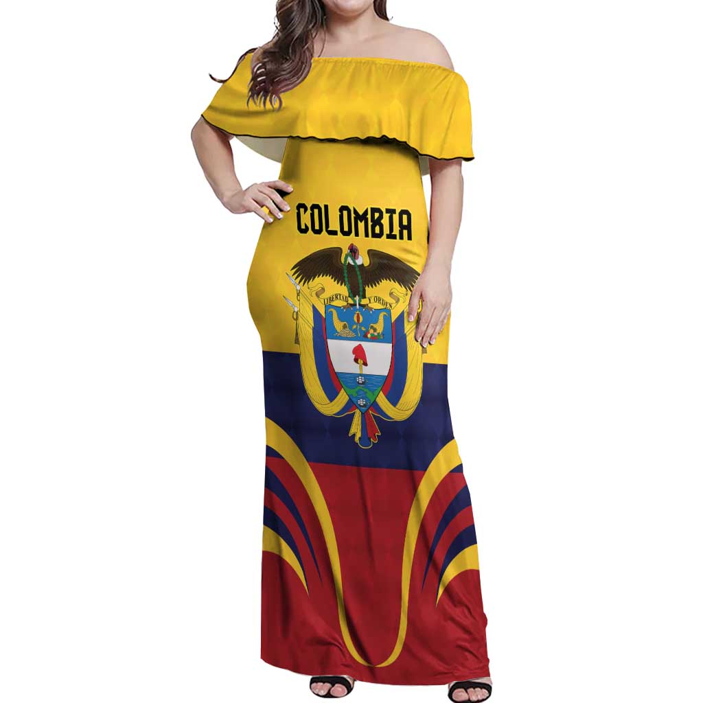 Colombia Football Custom Off Shoulder Maxi Dress Come On Los Cafeteros Flag Style