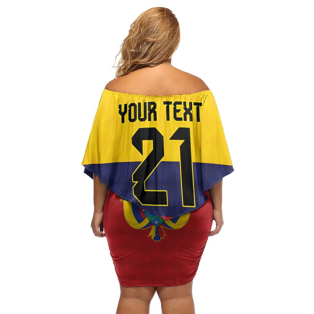 Colombia Football Custom Off Shoulder Short Dress Come On Los Cafeteros Flag Style