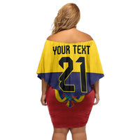 Colombia Football Custom Off Shoulder Short Dress Come On Los Cafeteros Flag Style