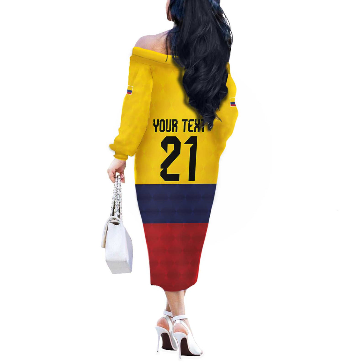 Colombia Football Custom Off The Shoulder Long Sleeve Dress Come On Los Cafeteros Flag Style
