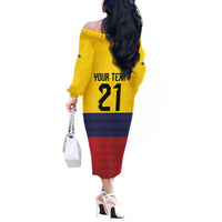 Colombia Football Custom Off The Shoulder Long Sleeve Dress Come On Los Cafeteros Flag Style
