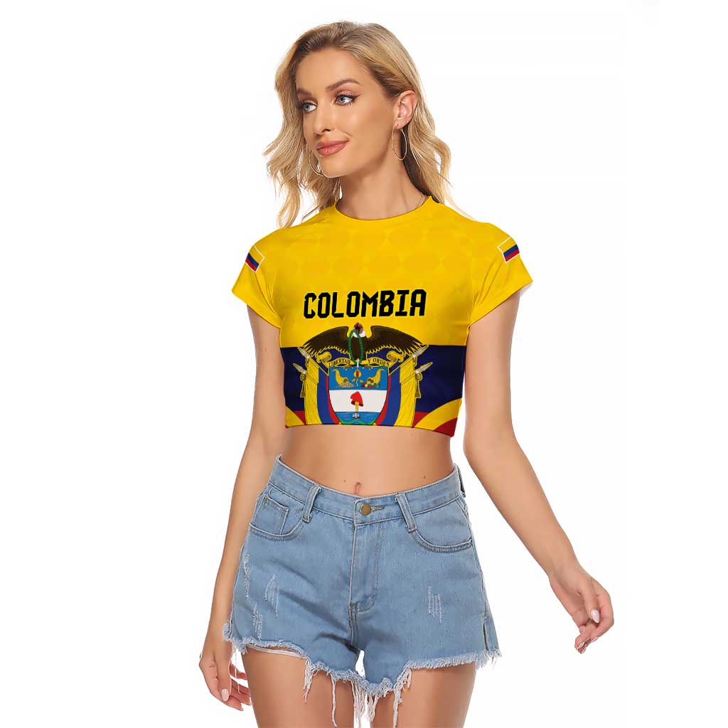 Colombia Football Custom Raglan Cropped T Shirt Come On Los Cafeteros Flag Style