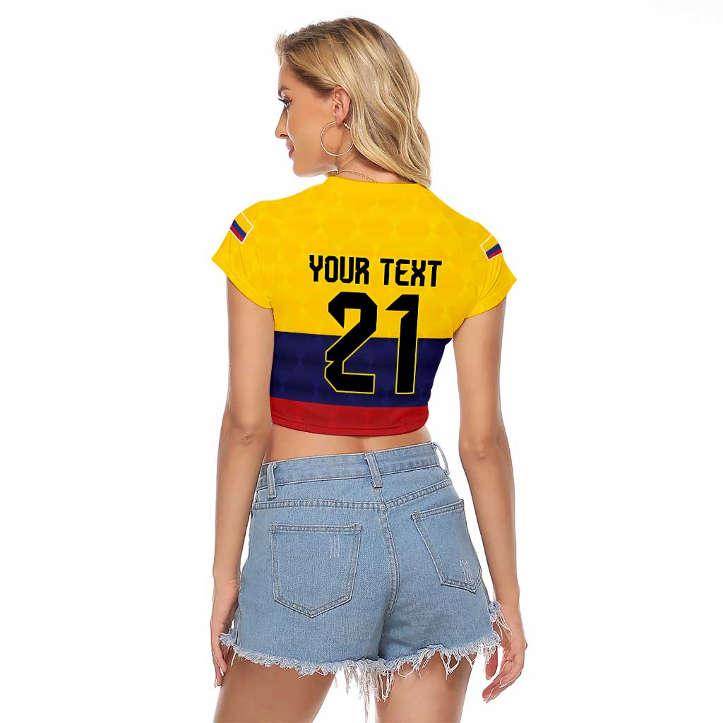 Colombia Football Custom Raglan Cropped T Shirt Come On Los Cafeteros Flag Style