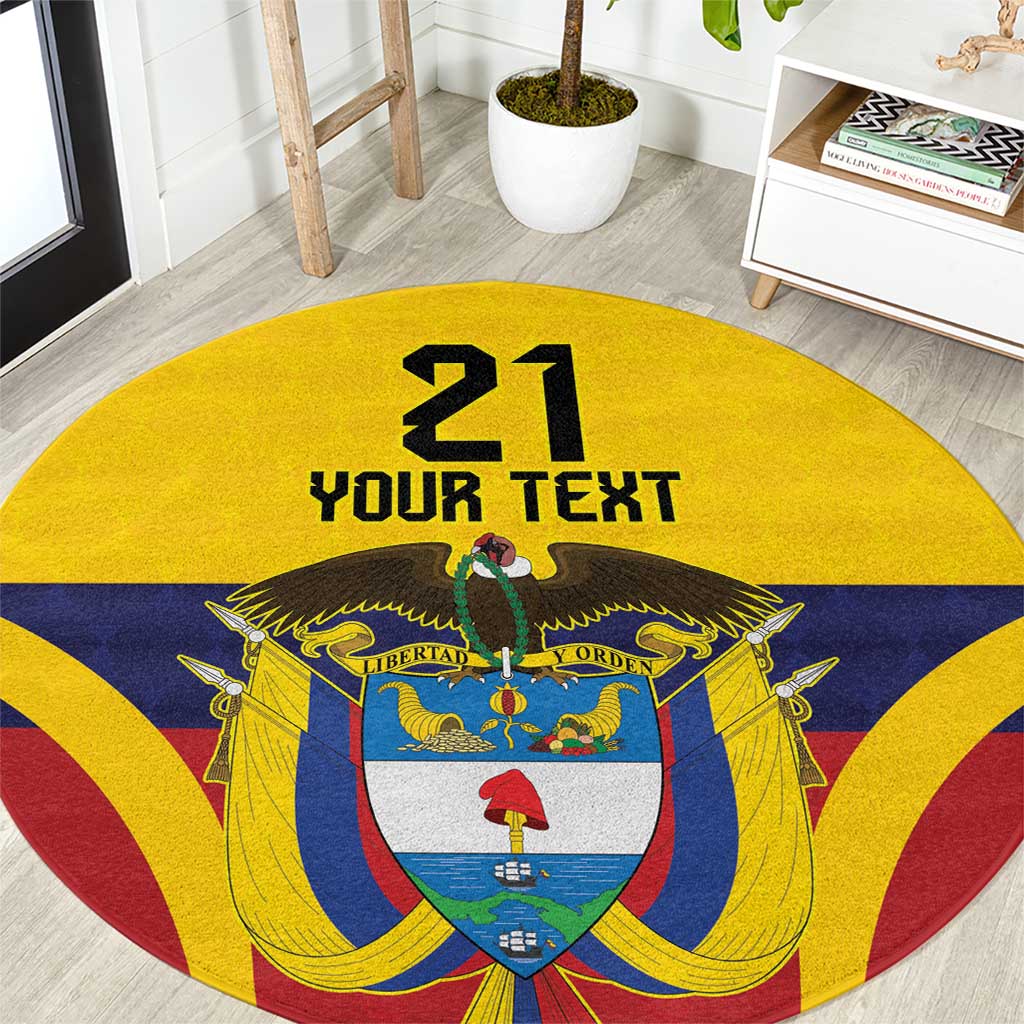 Colombia Football Custom Round Carpet Come On Los Cafeteros Flag Style