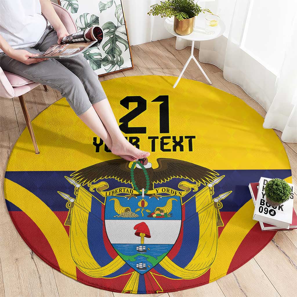 Colombia Football Custom Round Carpet Come On Los Cafeteros Flag Style