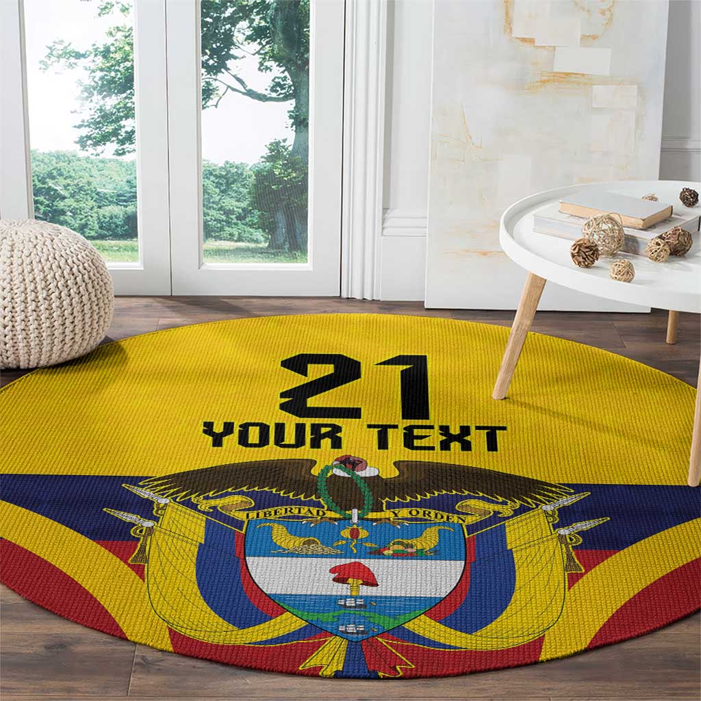 Colombia Football Custom Round Carpet Come On Los Cafeteros Flag Style