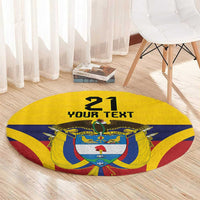 Colombia Football Custom Round Carpet Come On Los Cafeteros Flag Style