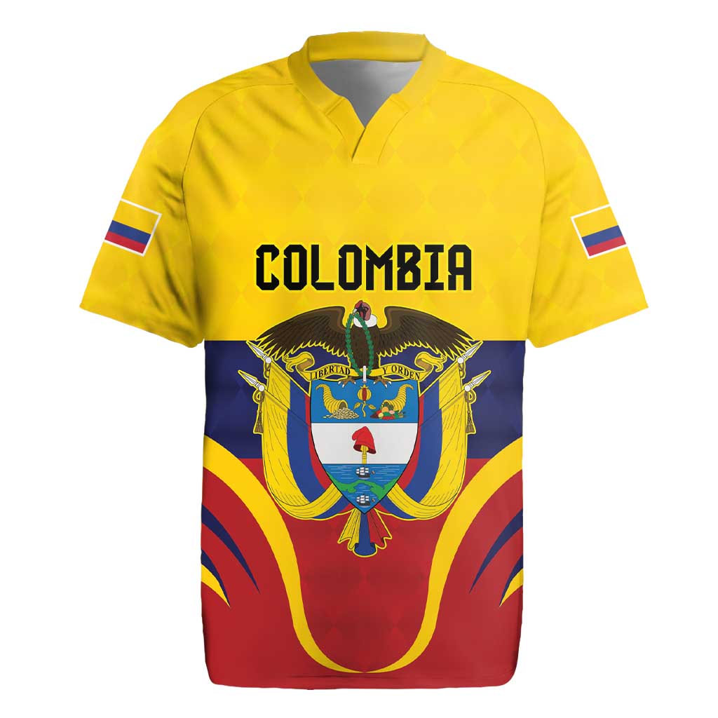 Colombia Football Custom Rugby Jersey Come On Los Cafeteros Flag Style