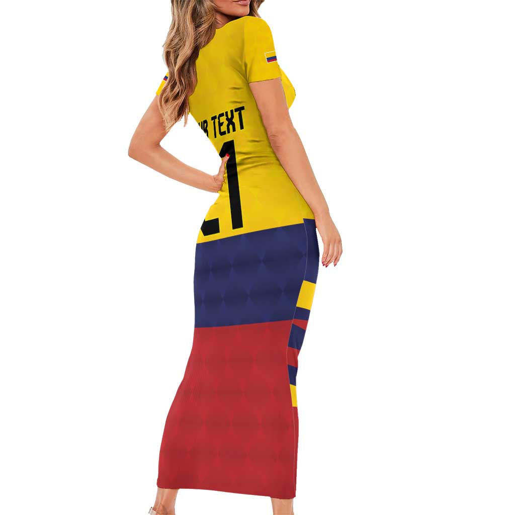 Colombia Football Custom Short Sleeve Bodycon Dress Come On Los Cafeteros Flag Style