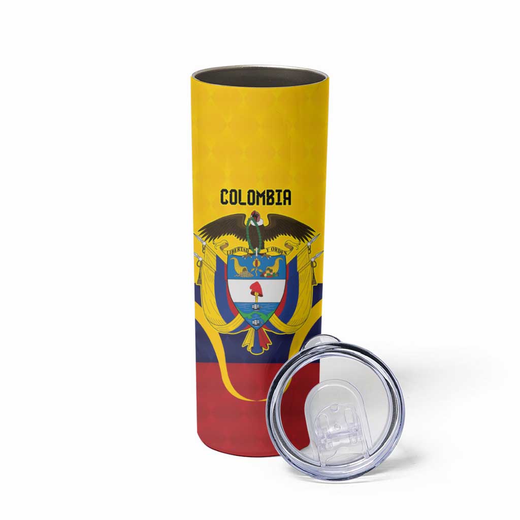Colombia Football Custom Skinny Tumbler Come On Los Cafeteros Flag Style
