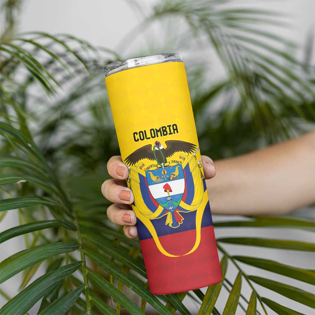 Colombia Football Custom Skinny Tumbler Come On Los Cafeteros Flag Style