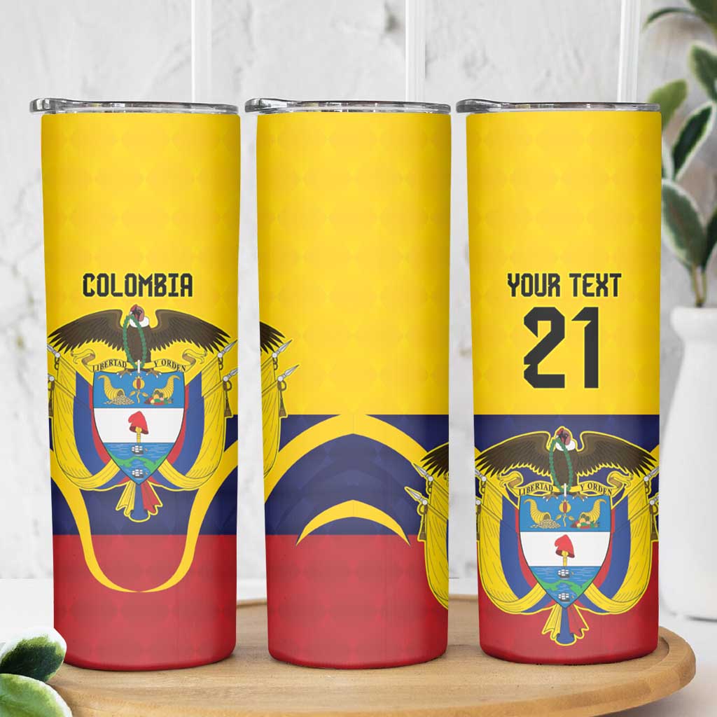 Colombia Football Custom Skinny Tumbler Come On Los Cafeteros Flag Style