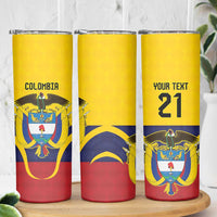 Colombia Football Custom Skinny Tumbler Come On Los Cafeteros Flag Style