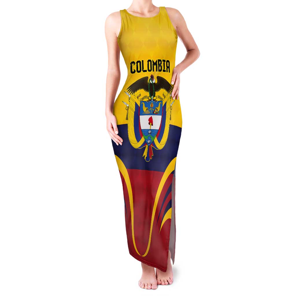 Colombia Football Custom Tank Maxi Dress Come On Los Cafeteros Flag Style
