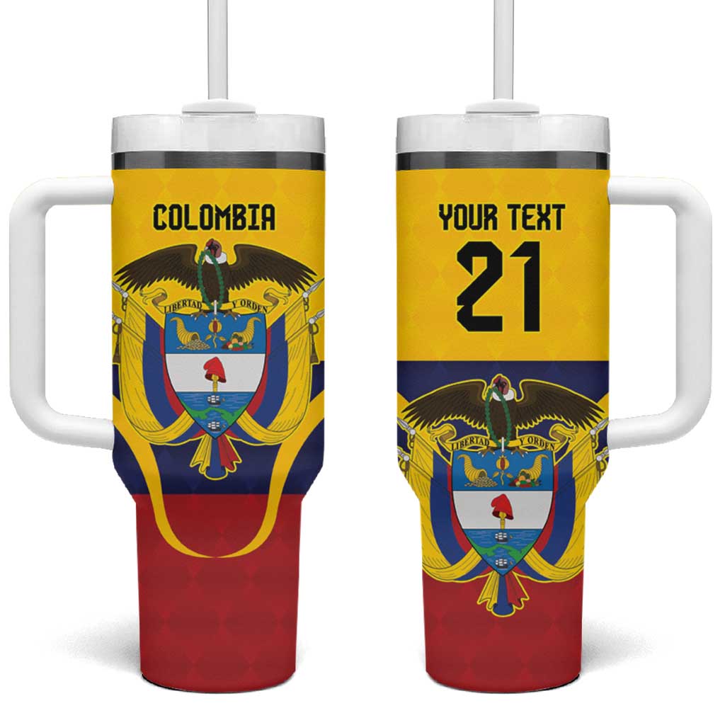 Colombia Football Custom Tumbler With Handle Come On Los Cafeteros Flag Style
