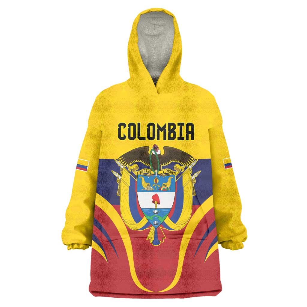 Colombia Football Custom Wearable Blanket Hoodie Come On Los Cafeteros Flag Style