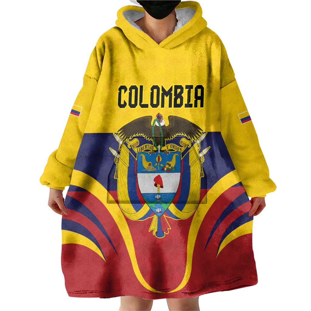 Colombia Football Custom Wearable Blanket Hoodie Come On Los Cafeteros Flag Style