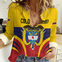 Colombia Football Custom Women Casual Shirt Come On Los Cafeteros Flag Style