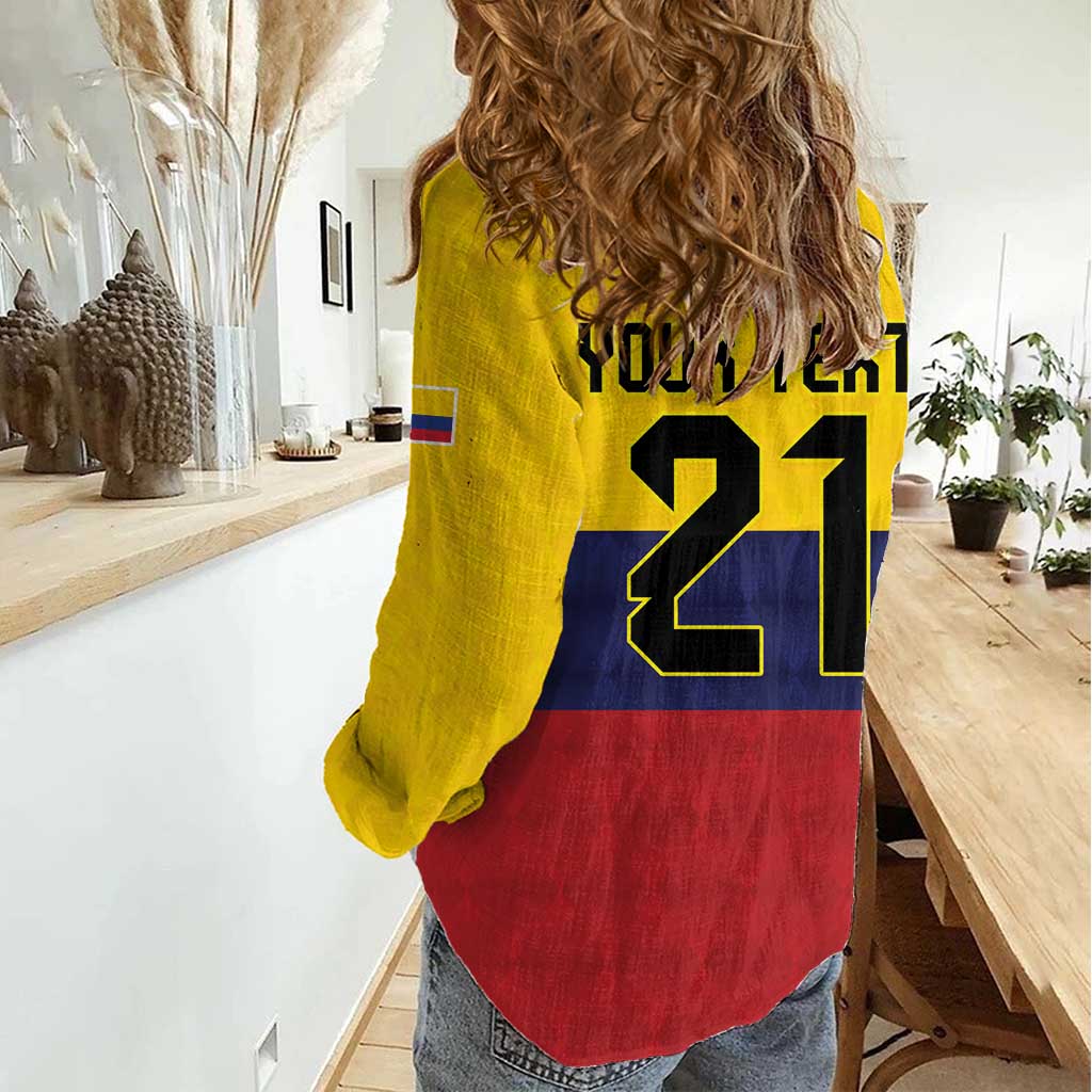 Colombia Football Custom Women Casual Shirt Come On Los Cafeteros Flag Style
