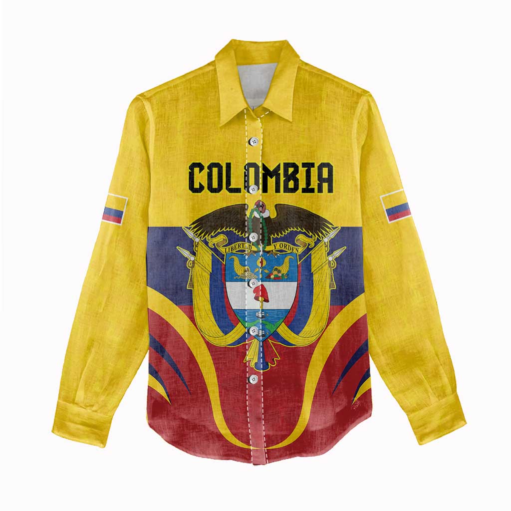Colombia Football Custom Women Casual Shirt Come On Los Cafeteros Flag Style