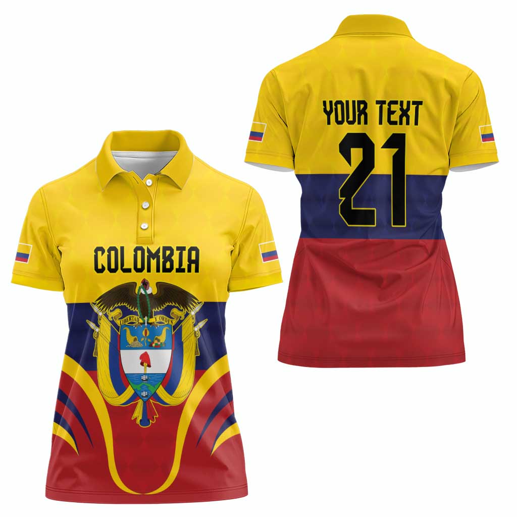 Colombia Football Custom Women Polo Shirt Come On Los Cafeteros Flag Style