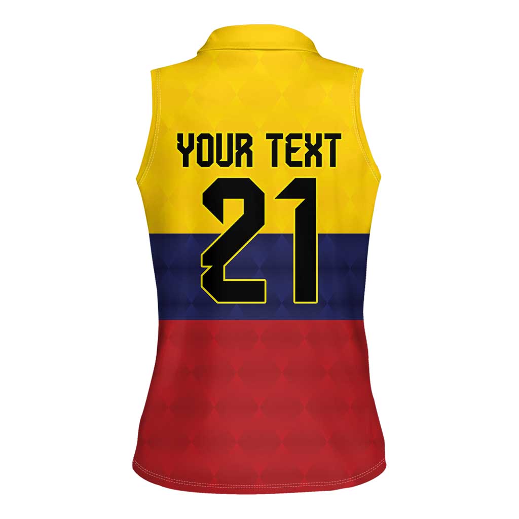 Colombia Football Custom Women Sleeveless Polo Shirt Come On Los Cafeteros Flag Style