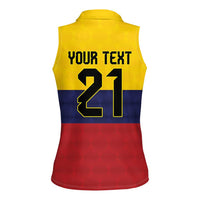 Colombia Football Custom Women Sleeveless Polo Shirt Come On Los Cafeteros Flag Style